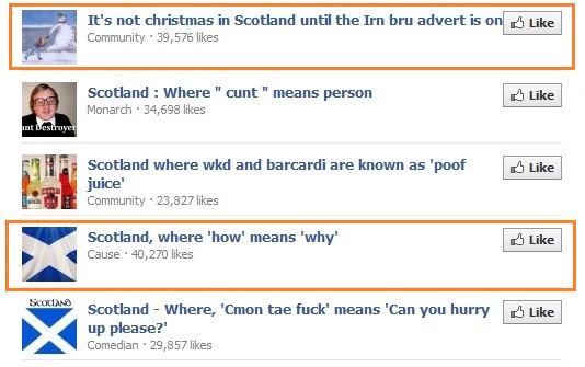 More examples of Scotland Pages on Facebook