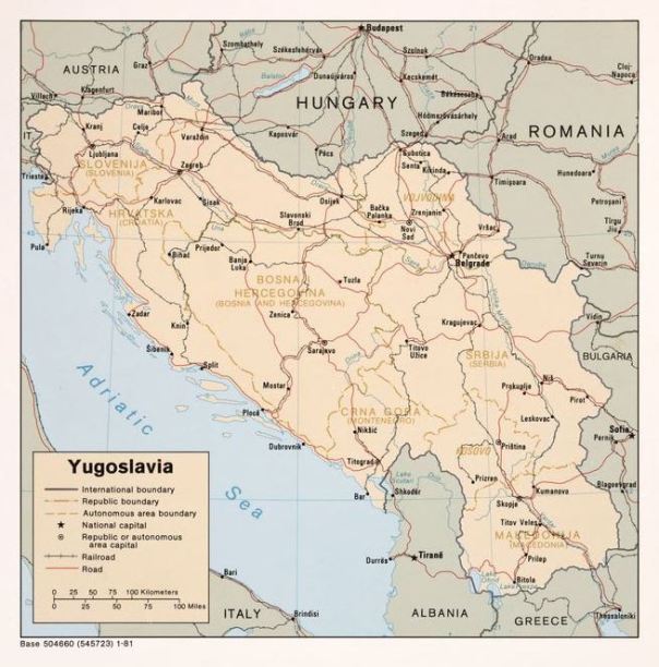 Yugoslavia map year 1981